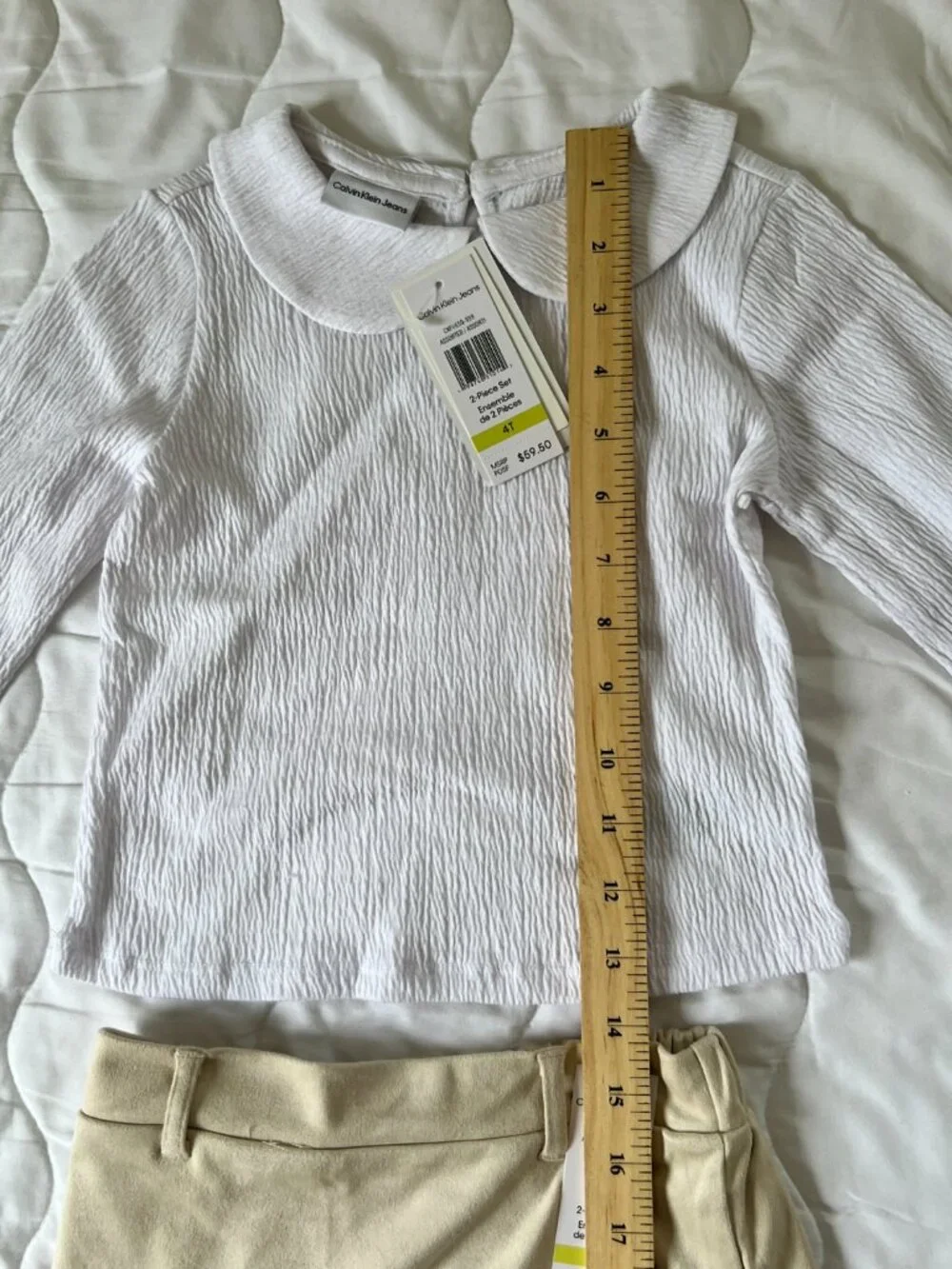 Calvin Klein Jeans Toddler Girl's Peter Pan Collar Top and Skirt Set, Size 4